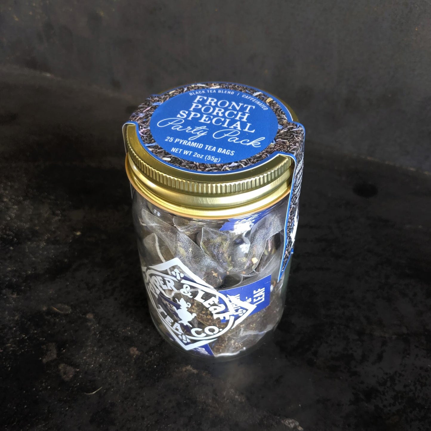 A party pack of Front Porch Special - 25 pyramid tea bags