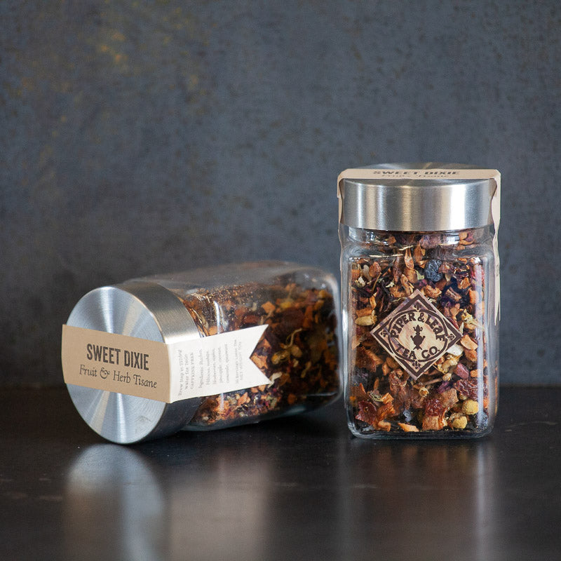 Two glass jars of loose leaf (Sweet Dixie)